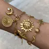 Pulseira de Aço Inoxidável Transfronteiriça Silenciosa Toque de Luxo Leve Acessórios Sem Cor Combinação Empilhada Estrela Lua Joias Novas para Mulheres