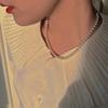 Collar francés clásico anudado a mano con perlas redondas de agua dulce, collar con cadena de suéter para mujer