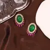 Pendientes de botón para oreja aretes aretes diseño geométrico verde europeo y americano retro avanzado exquisito lujo ligero temperamento nicho moda