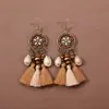 Brincos Artesanais Estilo Étnico Boêmio Retrô, Brincos Femininos de Franja para Feriado, Brincos Longos Personalizados Tailandeses
