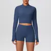 Shorts Deportivos Ajustados de Cintura Alta Levanta Glúteos Chaqueta Exterior con Cremallera Ropa de Yoga Casual 'Naked' Ropa para Correr y Fitness Traje
