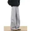 Pantalones atléticos para hombre estilo paracaídas plisados, pantalones largos casuales de pierna ancha, estilo Harajuku simple y relajado, sin marca, diseño nuevo, moderno y versátil