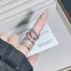 Anillo Abierto Geométrico de Líneas Entrelazadas de Múltiples Capas de Lujo Ligero y Exquisito con Diamantes, Anillo Simple Apilable Estilo Ins para Mujer