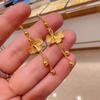 Pendientes de borla de hoja de ginkgo Sansheng albaricoque para mujer, elegantes, dorados, falsos, anti-Vietnam, pendientes al por mayor