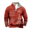 Aliexpress Transfronteiriço Estampa Digital de Natal Novo Outono e Inverno Moletom Masculino de Manga Comprida com Gola Alta e Meio Zíper com Gola de Veludo