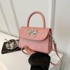 Bolso de mano con lazo, estilo verano 2024, nuevo, de color liso, informal, bandolera de hombro, elegante, pequeño, cuadrado.