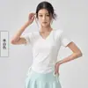 Top de Moda para Mujer con Cuello en V, Cordón, Manga Corta, Versátil, Simple, Texturizado, Camiseta de Manga Corta, Corte Ajustado, Fresco y Suave, Adecuado para Todos los Tonos de Piel