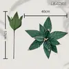 Nuevas Flores Navideñas de Gran Venta de 40 cm, Hojas Verdes con Borde Dorado, Flores Artificiales, Ramilletes Navideños, Adornos Comerciales
