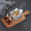 Novo Rack de Madeira para Batatas Fritas, Recipiente Criativo Estilo Americano para Frango Frito, Conjunto de Pratos Estilo Ocidental em Madeira de Acácia