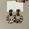 Pendientes Retro Estilo Hong Kong Simples Redondos con Recorte Estampado de Leopardo para Mujer Pendientes Simples Elegantes Moda Pendientes de Diseño de Alta Gama