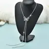 Cadena de Suéter con Borlas de Mariposa de Moda Estilo Étnico Personalizada, Cadena de Clavícula de Alta Gama, Fabricante de Collares Largos de Otoño e Invierno
