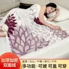 Manta Chal Jacquard Catiónico Engrosado Floreado Manta para Siesta en la Oficina Capa con Guantes con Capucha Capa de Otoño e Invierno