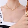 Cadena Rectangular de Clavícula de Crisantemo Estilo Francés Temperamento Venta Caliente Nuevo Acero de Titanio Chapado en Oro Verdadero de 18K Collar P547