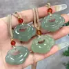 Colgante de Aventurina Natural con Forma de Calabaza, Patrón de Nube de Cerradura de Paz para Hombres y Mujeres, Amuleto de Paz Color Agua Clara, Fabricante de Colgantes de Jade