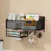 Estante de almacenamiento de pared para dormitorio de estudiantes, estante colgante adhesivo para dormitorio, organizador de pared para mesita de noche/sobre cama, cesta colgante sin perforaciones