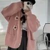 Design Novo Estilo Coreano para Outono e Inverno com Flores Tridimensionais, Suéter de Gola Redonda, Estilo Suave e Preguiçoso, Cardigan Jaqueta de Tricô Solto