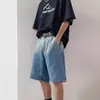 Shorts Jeans Americano Estilo Japonês para Homens, Verão 2025 Nova Cor Degradê Estilo Hong Kong Calças Retas Largas de Cinco Pontos para Homens