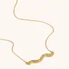 Collar Colgante de Ola Estilo Europeo y Americano de Moda, Acero Inoxidable Chapado en Oro de 18 Quilates, Colgante Moderno y Único para Mujeres