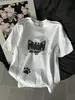 Camiseta de Algodón Puro Americano con Diseño de Nicho de Gato de Manga Corta para Mujer en Verano Holgada y Linda Versátil Estudiante Top de Cuello Redondo