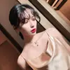 Estilo Barroco Esmeralda Clásico Forma de Abanico Piedra Preciosa Micro-Pavimentado Diamante Brillante Cadena Deslizante Collar Cadena para Clavícula Colgante Versión Coreana Joyería