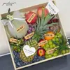 Adesivos de Papel Kraft para Embalagem, Caixas de Presente de Frutas de Alta Qualidade, Texto de Bênção Escrito à Mão, Caixas Florais Autoadesivas, Etiquetas Decorativas para Cestas de Frutas