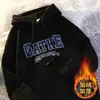 Sudadera con capucha de peso pesado americana para hombre Otoño e Invierno Forrada de vellón Engrosada Suelta Sobredimensionada para Pareja Casual Deportiva
