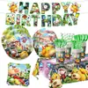 Pikmin 4 Conjunto Festa Pratos de Papel Desenho Animado Pikmin Decorações de Aniversário Bandeirolas Banners Guardanapos de Papel Balões Toalha de Mesa
