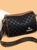 2025 Nuevo Bolso de Hombro de Cuero Suave para Mujer Transfronterizo Correa de Hombro Ancha Moderna Estampado a Cuadros Práctico Gran Capacidad Bolso Almohada
