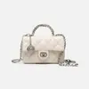 Bolso de mano con cadena de rombos pequeño y fragante, nuevo estilo Otoño e Invierno 2025, moderno, versátil, estilo extranjero, bolso de hombro cruzado simple