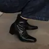 Botas de tornozelo vintage estilo britânico em couro genuíno, versáteis para outono e inverno, bico quadrado, salto grosso, botas estilo Martin em couro desgastado, botas femininas de comércio exterior transfronteiriço
