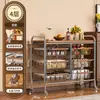 Carrito Estrecho Estante de Almacenamiento, Estante de Cesta de Cocina Multicapa de Pie para Snacks y Frutas y Verduras, Estante de Almacenamiento Móvil Estilo Vintage