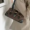 Bolsa de Ombro Elegante para o Dia a Dia 2026 com Tachas, para Usar sob o Braço, Bolsa Popular, Moda Feminina para o Trabalho, Patchwork
