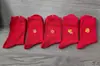 Calcetines de Algodón Puro de Caña Media para Mujer en Rojo Brillante, Calcetines Largos de Otoño e Invierno para Hombre, Calcetines Festivos, Calcetines Antibacterianos de la Suerte para Pareja