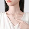 Collar para mujer con forma de corazón de plata de ley 925, moderno, versátil, con cadena para clavícula de circonita rosa, regalo, colgante de flor de luna ins