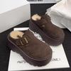 Zapatos 2024 Nuevas pantuflas de invierno de moda para mujer Birkken, ropa exterior cálida, pantuflas de media pantuflas con fondo grueso y forro polar Mao Mao