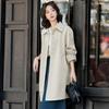 Gabardina de Longitud Media para Mujer 2025 Primavera y Otoño Nuevo Estilo Coreano Holgada Casual Versátil Abrigo con Mochila