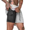 Shorts Esportivos de Corrida Fitness Masculino para Exportação Transfronteiriça Calças Largas com Múltiplos Bolsos de Aba Moda Camada Dupla Tamanho Grande Calças Casuais para Homens