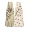 Fabricante Mayorista de Ropa para Mujer Transfronteriza 2026 Aliexpress Vestido de Moda Más Vendido Ajustado de Satín con Cuello Halter Espalda Descubierta