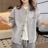 Jaqueta Curta Fashionável Estilo Coreano para Mulheres Estilo Europeu e Americano Transfronteiriça Nova Primavera e Outono Redutora de Idade Versátil Botão Manga Longa Casaco Casual