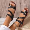 Sandalias Planas de Nuevo Tamaño Grande con Combinación de Colores para Mujer de Comercio Exterior, Sandalias de Playa Ligeras Huecas de Una Sola Tira Transfronterizas, Amazon