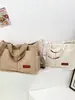 Bolsa de almuerzo portátil para mujer, de pana versátil, bolsa ligera para la compra para niña, bolsa de hombro cruzada para el trabajo