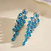 Aretes de aguja plateada con diamantes, diseño de flor ovalada de resina y gota de agua, estilo retro vintage, aretes versátiles
