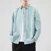 Camisa de algodón con cuello camisero y manga larga para hombre, nuevo estilo japonés 2026, color liso, simple, de alta gama, chaqueta superior casual versátil