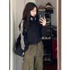 Chaqueta de manga larga para mujer estilo coreano 2026 Primavera y Otoño Nueva Informal con Cremallera Cárdigan Estilo Corto Sudadera Superior Shandong Jimo