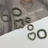 Acessórios de liga cinza com diamantes vazados estilo coreano joias simples de coração oval acessórios de cabelo feitos à mão bolsa sapatos acessórios de flor