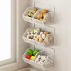 Estante de cocina de pared, caja de almacenamiento de pared para cebollas, jengibre y ajo, cesta colgante multiusos para condimentos sin taladro, herramienta de almacenamiento
