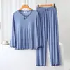 Conjunto Modal de Manga Longa para Primavera e Outono com Bojo, Conjunto de Duas Peças Fino para Casa Plus Size, Novo Pijama Feminino