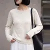 Suéter de Punto de Tencel con Lentejuelas para Mujer, 26 Estilos, Corte Holgado, Cuello Redondo, Dobladillo Enrollado, Manga Larga Raglán, Suéter Pulóver de Lino