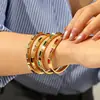 Bestseller transfronterizo europeo y americano juego de tres piezas de diamante cuadrado de una sola fila acero de titanio acero inoxidable oro de 18k pulsera de tres diamantes que no se decolora para mujer