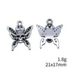 21X17Mm 1.8g Plata Antigua Comercio Exterior Aliexpress Modelo Más Vendido Se Puede Hacer Clic con Calavera de Pedrería Mariposa Colgante